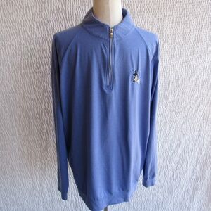 Holderness Bourne Mens Blue Golf Performance Quarter Zip Tailored Fit Pullover L
